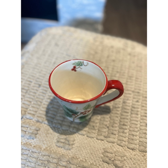 Vintage Primitive Maxcera Mistletoe Holly Coffee Mug Cup - Picture 2 of 3